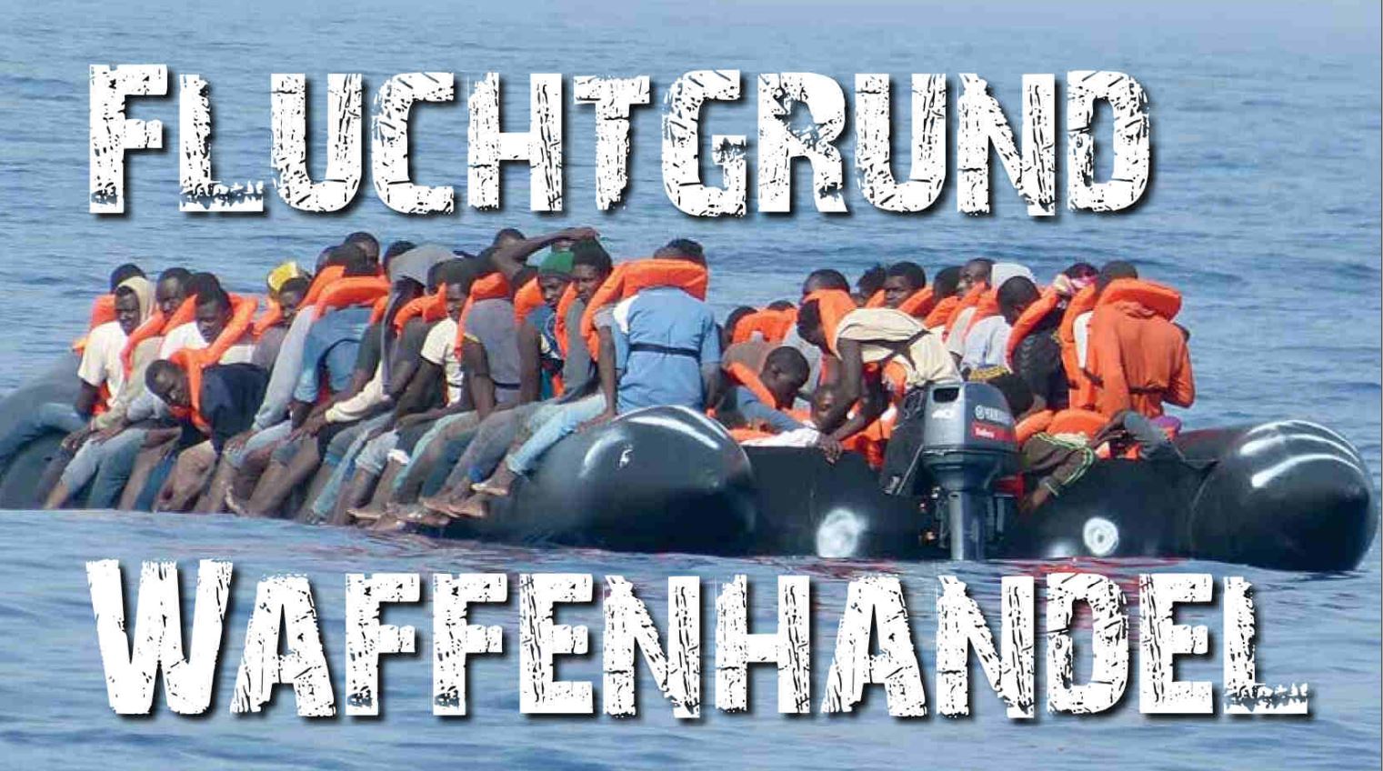 Bild von Flüchtlingen in einem Schlauchboot